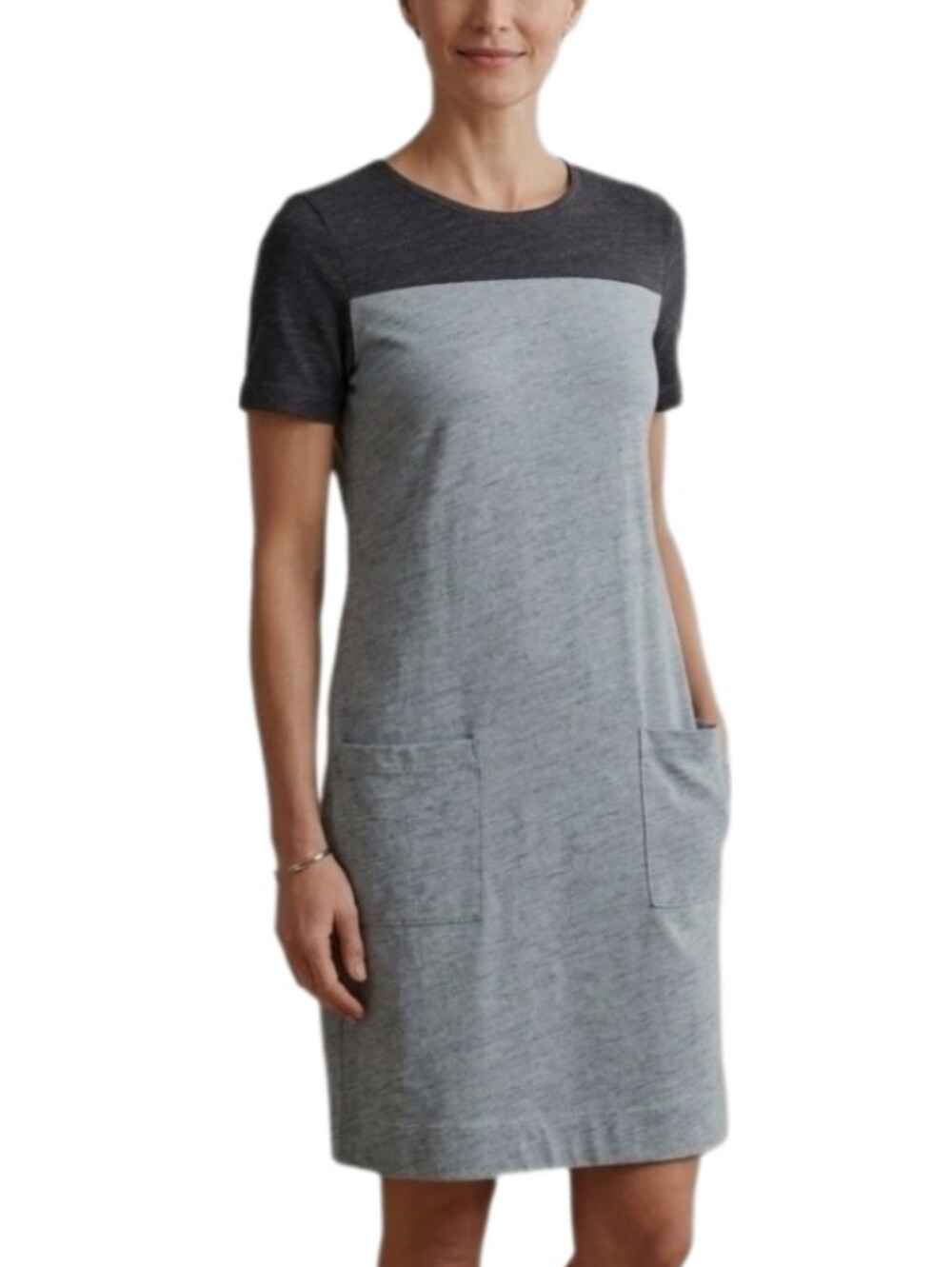 MARC BY MARC JACOBS Dress 100% Cotton Color Block Tee Midi Indigo Blue S…